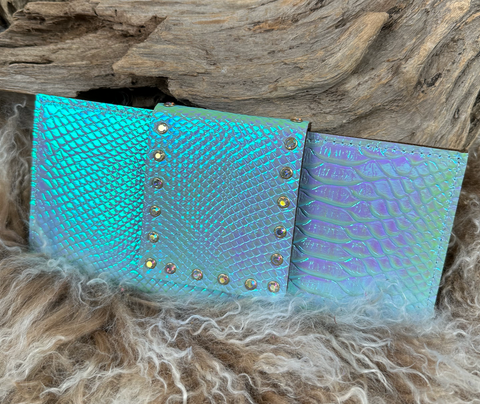 HOLOGRAM Large Wallet with Crystal Rivets BlueSnake