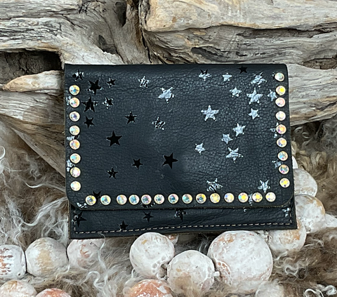BROWN CLASSIC Flora Card Holder with Crystals BlackStar
