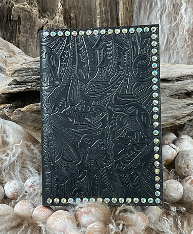 BROWN CLASSIC Medium Journal with Crystals BlackPaisley