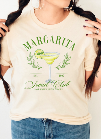 GRAPHIC TEE 577C Margarita Social Club Save Water Drink Tequila